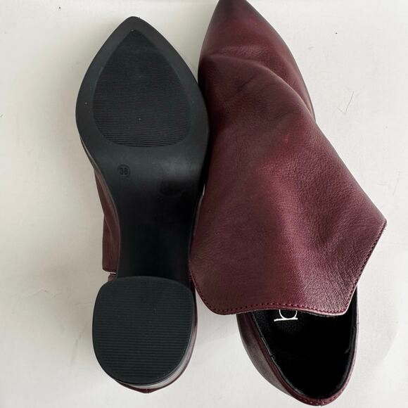 Bueno Jessie Ankle Boots Deep V 3” Block Heel Women’s 38 US 8 Burgundy Brown - Picture 5 of 7